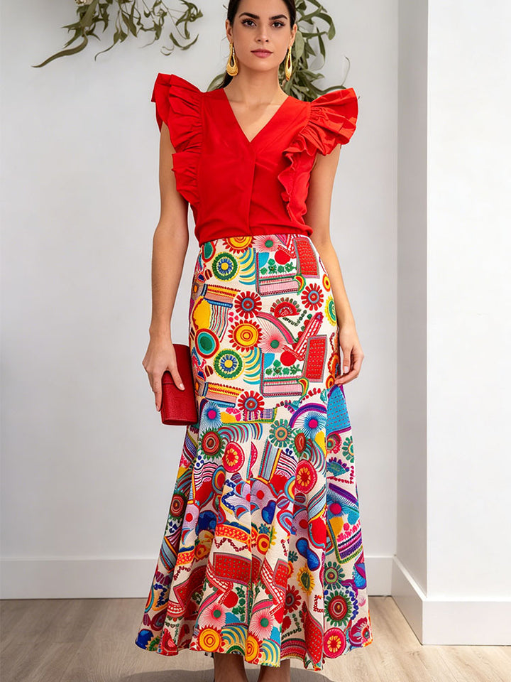 Vibrant Printed A-Line Skirt