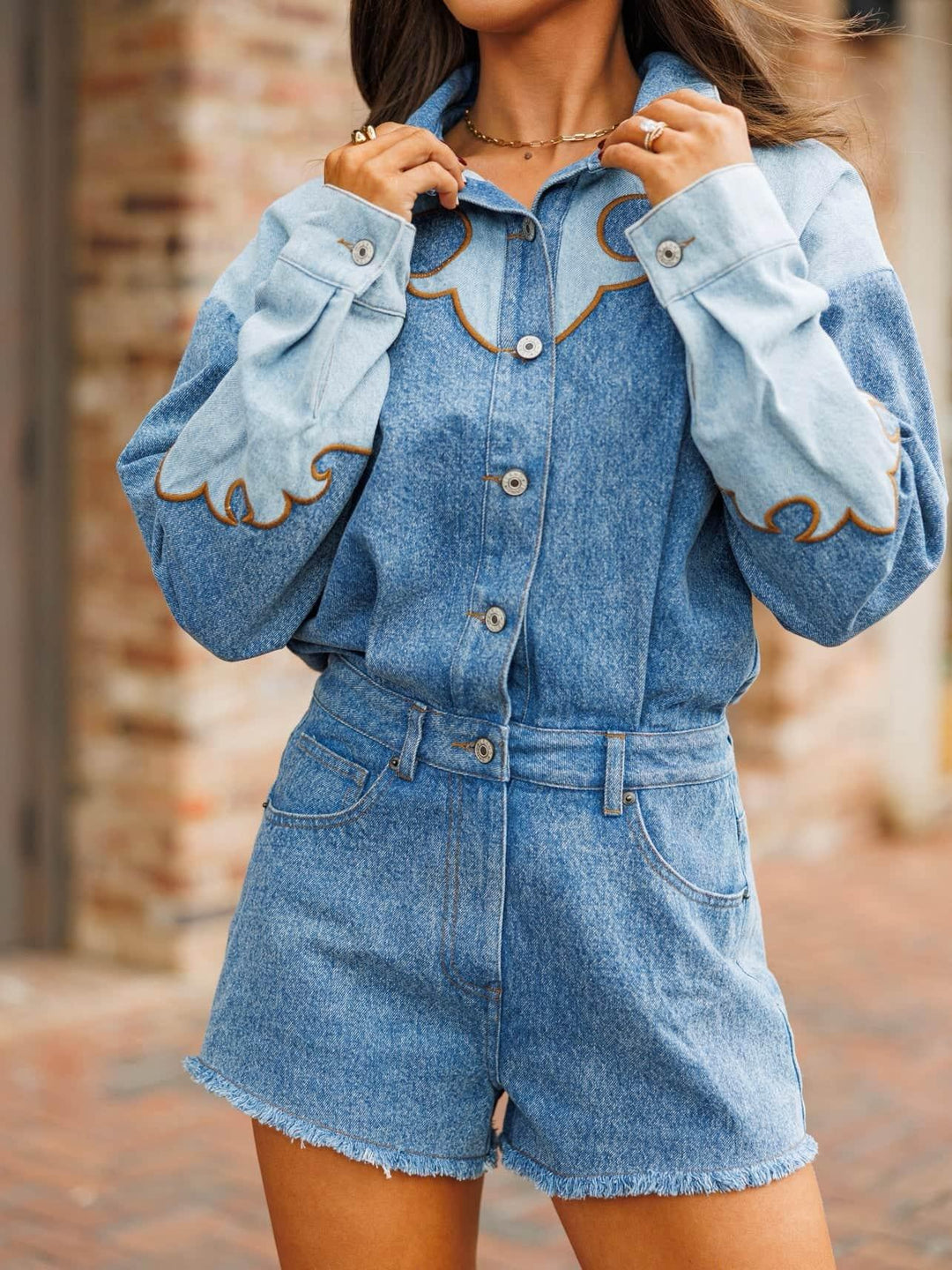 Rodeo Row Denim Romper