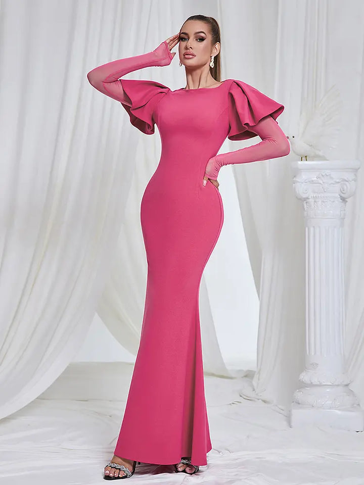 Elegantes Mesh Langarmkleid