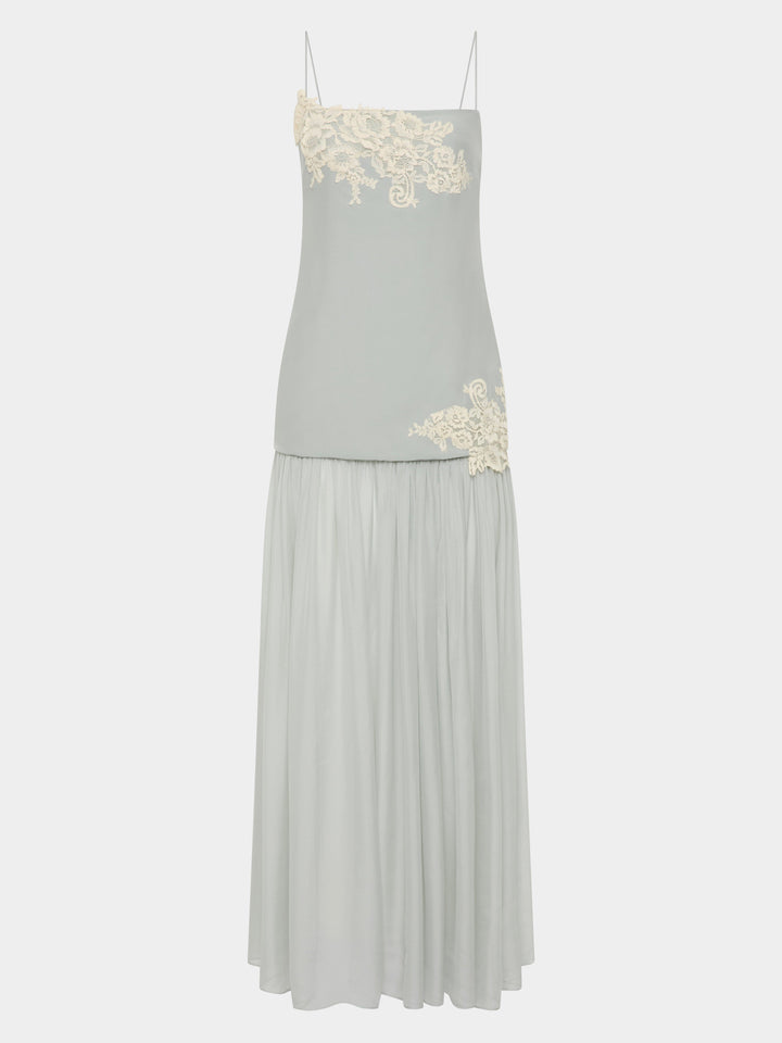 Powder Blue na Patung-patong na Maxi Gown