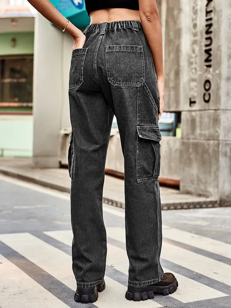 Lockere Denim-Hose mit Seitentaschen