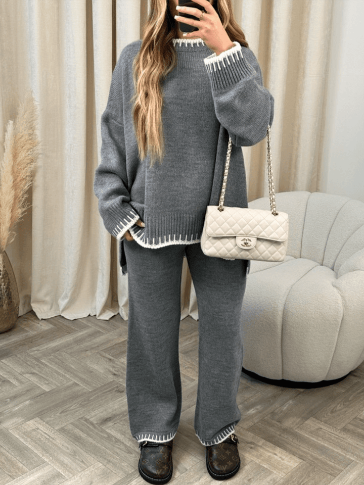 Blanket Stitch Trim Knitted Jumper At Pantalon