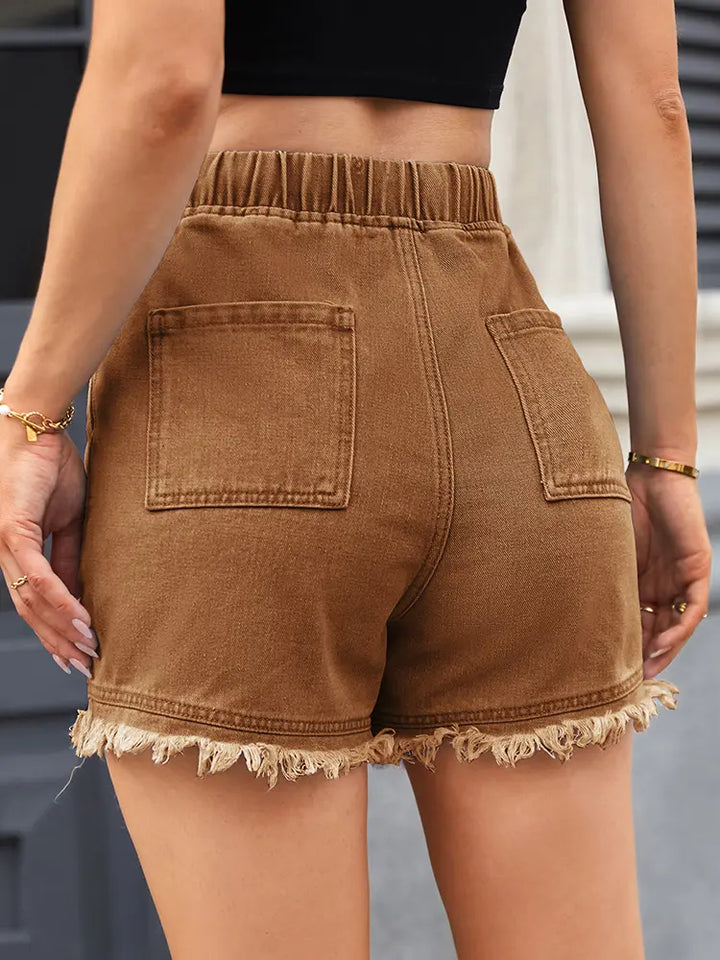 Hoge Taille Touwsluiting Denim Shorts