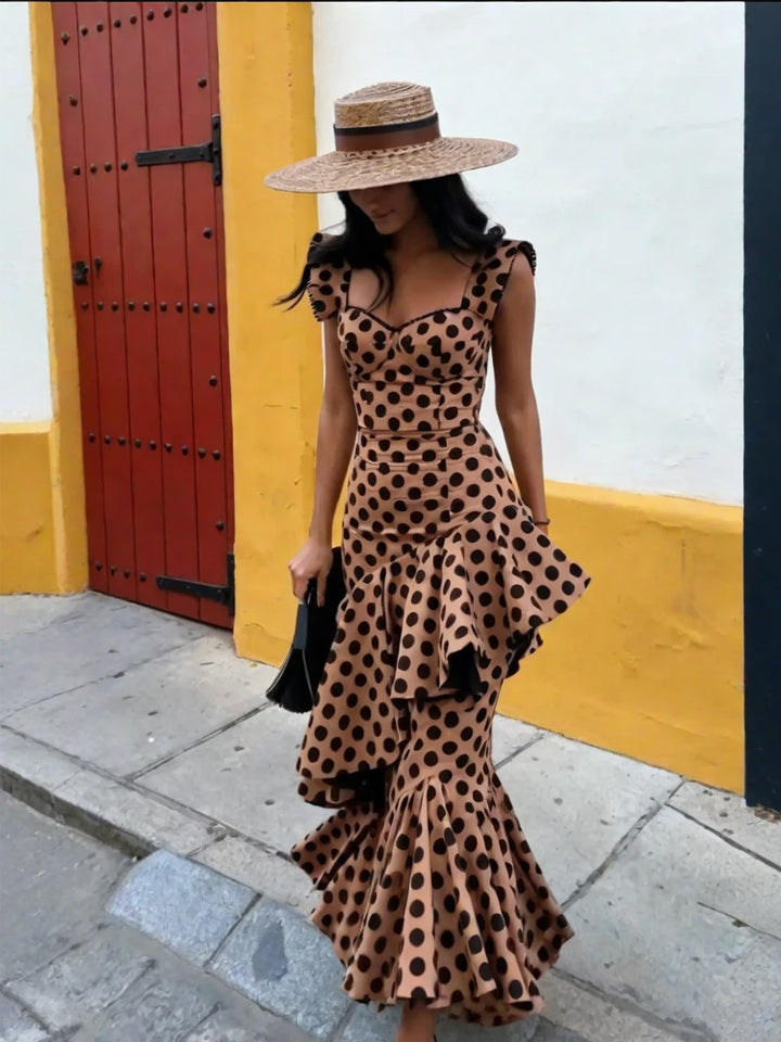 Set ng Crop na Flamenco na may Polka Dot