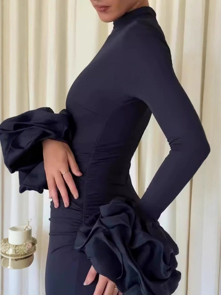 Trendy Flared Sleeve Slit Evening  Dress