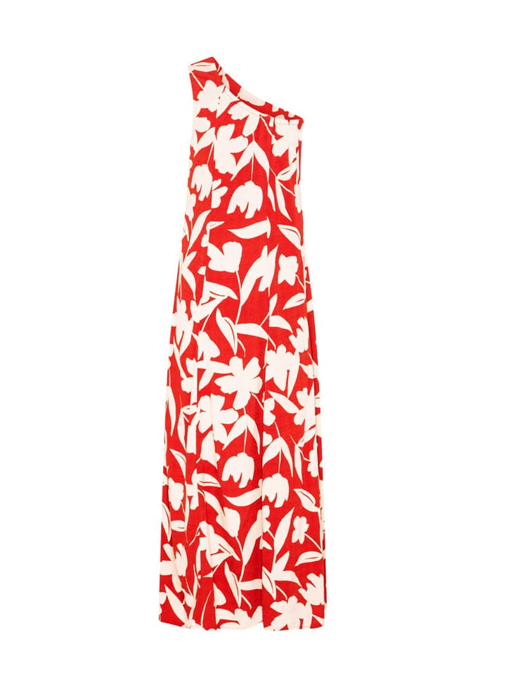 वैलेंसिया में वन-शोल्डर टाई मैक्सी ड्रेस