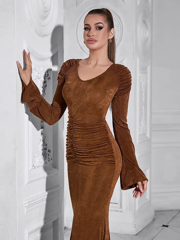 Rochie Sirenă Sexy cu Mâneci Lungi