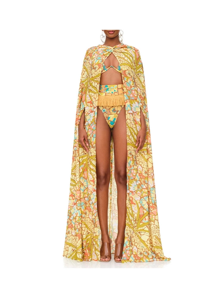 Set ng Bikini na may Boho Tassel at Tribal na Disenyo