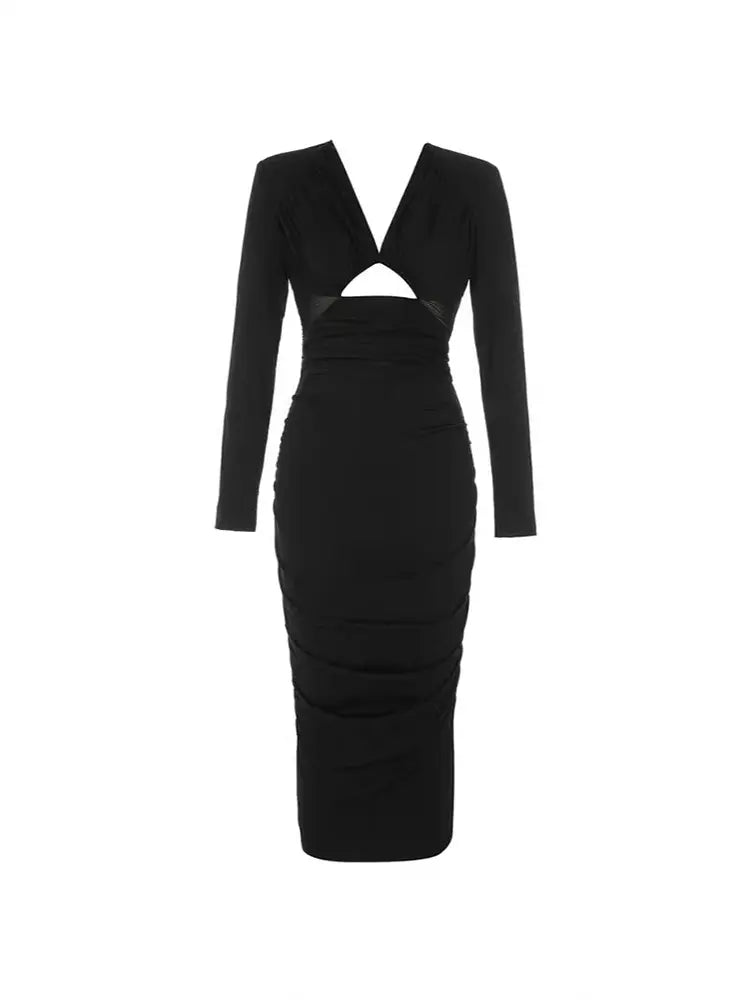 Robe Slim Fit Creux à Col V Sexy