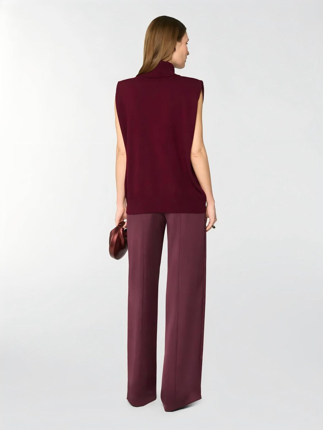 Merlot Knit Top Satin Skirt Set