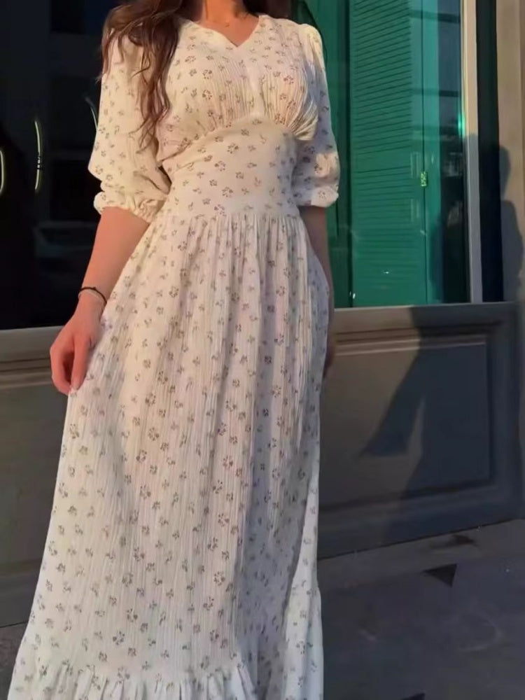 Vintage Inspired Tea Maxi  Dress