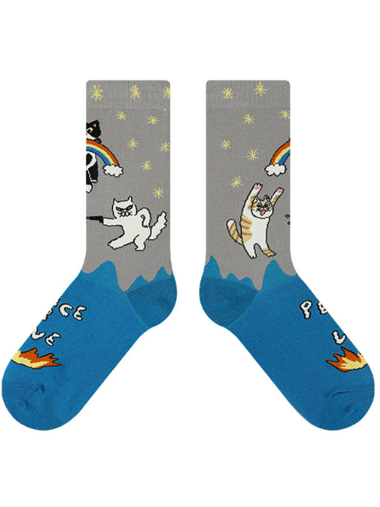 Cute Cartoon Meow Meow Mid-Calf Socks