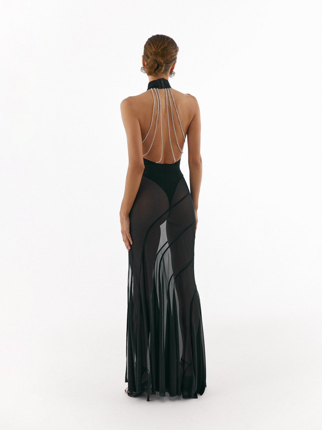 Conjunto de camiseta extragrande con falda maxi de gasa transparente en capas