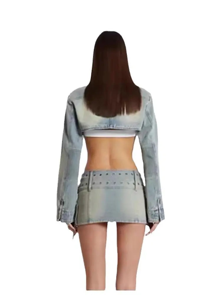 Sexy schickes verwaschenes Denim-Set