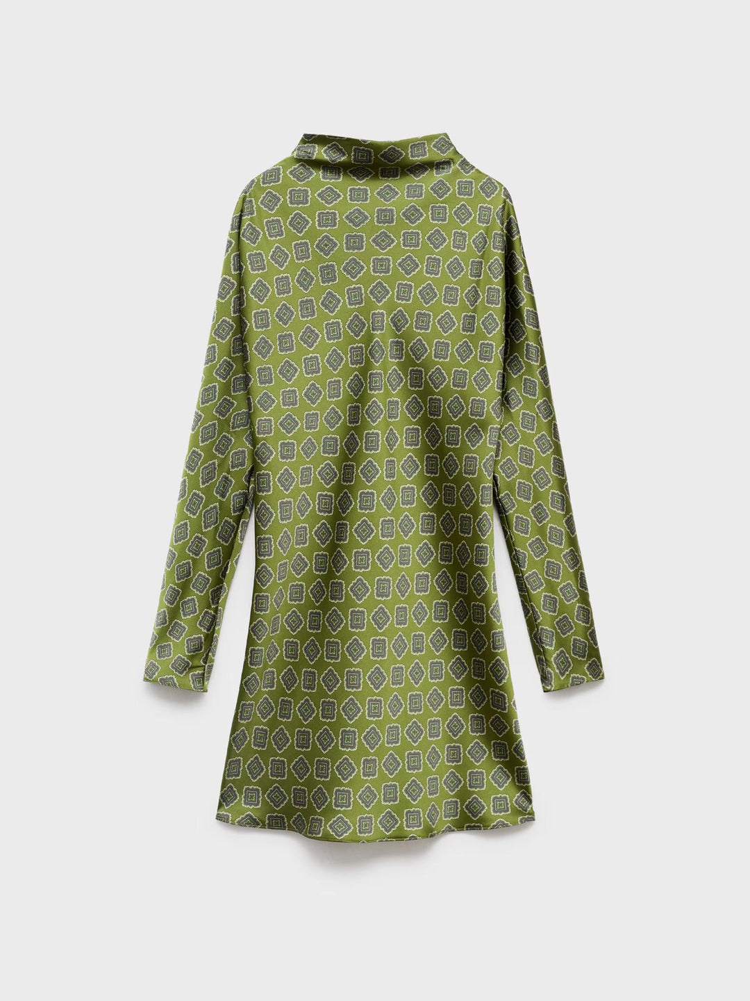 Perkins Collar Satin Printed Mini Dress