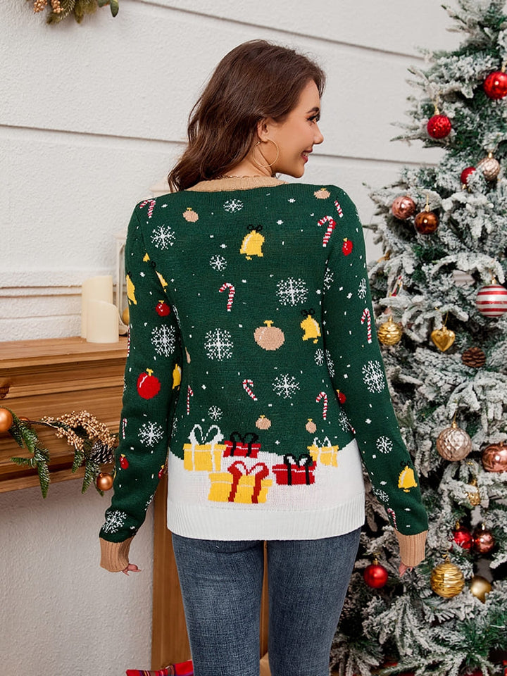 Pullover mit Rundhalsausschnitt und Weihnachtsmann-Motiv, Strickpullover