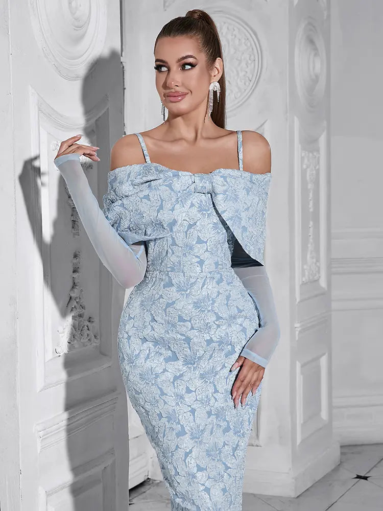 Rochie elegantă din plasă florală cu un umăr