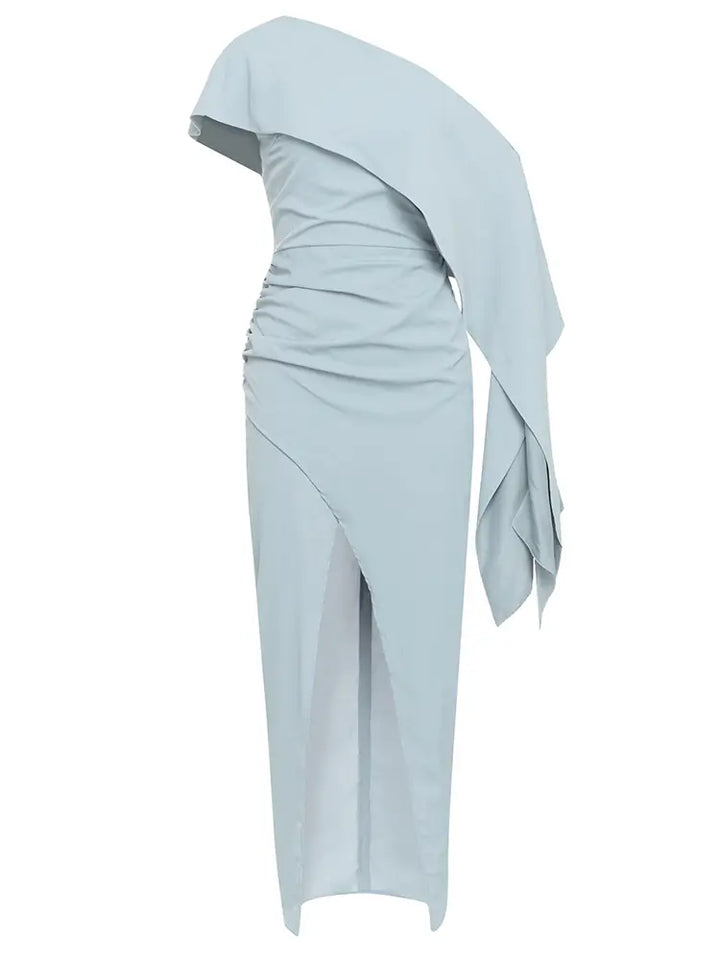 Robe longue à épaule asymétrique chic