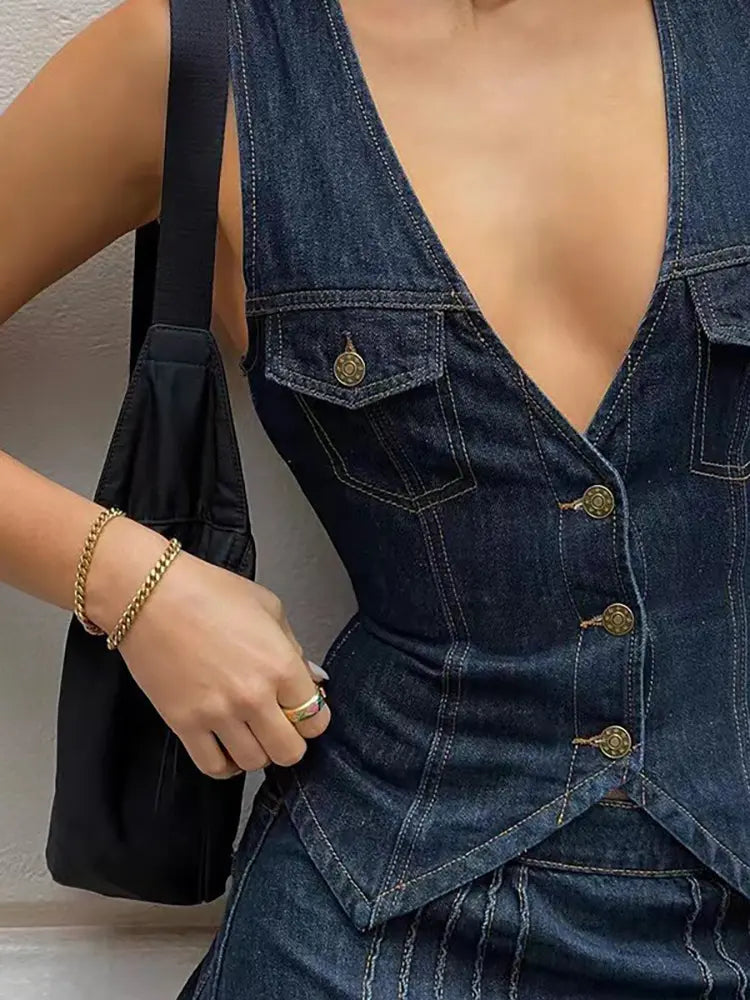 Gilet in denim stile street