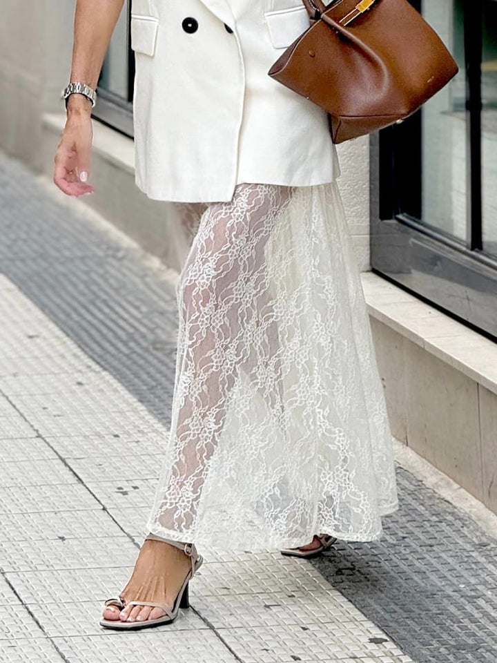 Veste cardigan élégante et jupe en dentelle - Ensemble