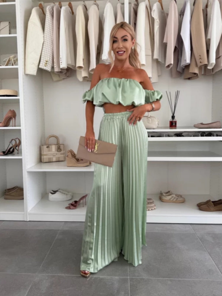 Set de pantaloni și top tubular de vară, uni