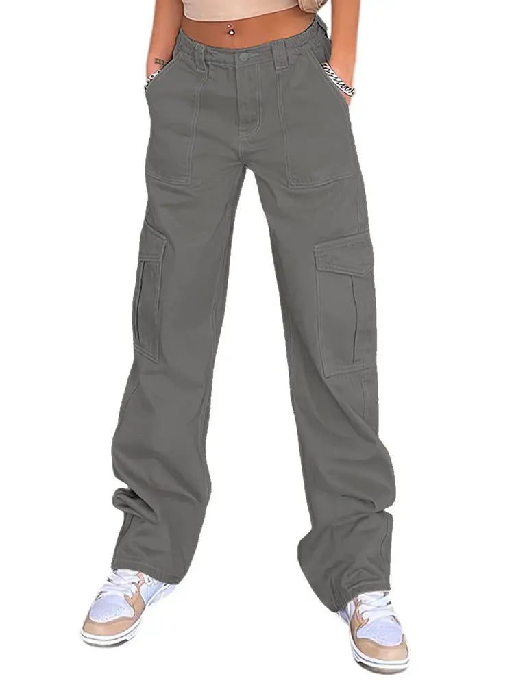 High-Waist Slim Cargo Pants