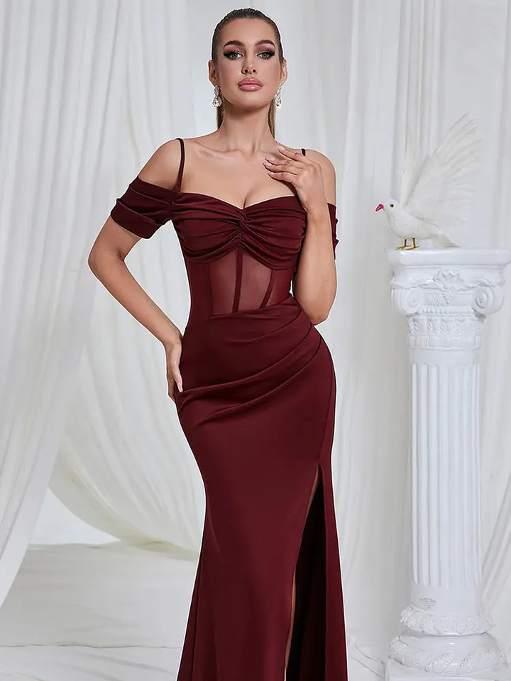 Sexy Strapless Cutout Split Jurk