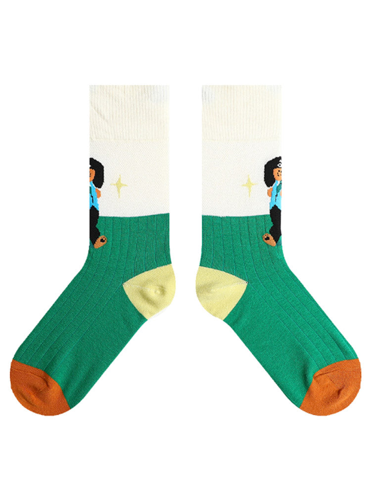 Socken mit Cartoon-Welpen-Muster