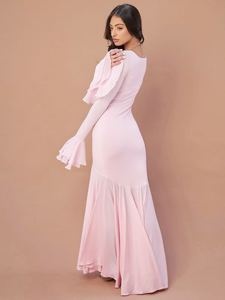 Robe maxi plissée à encolure carrée