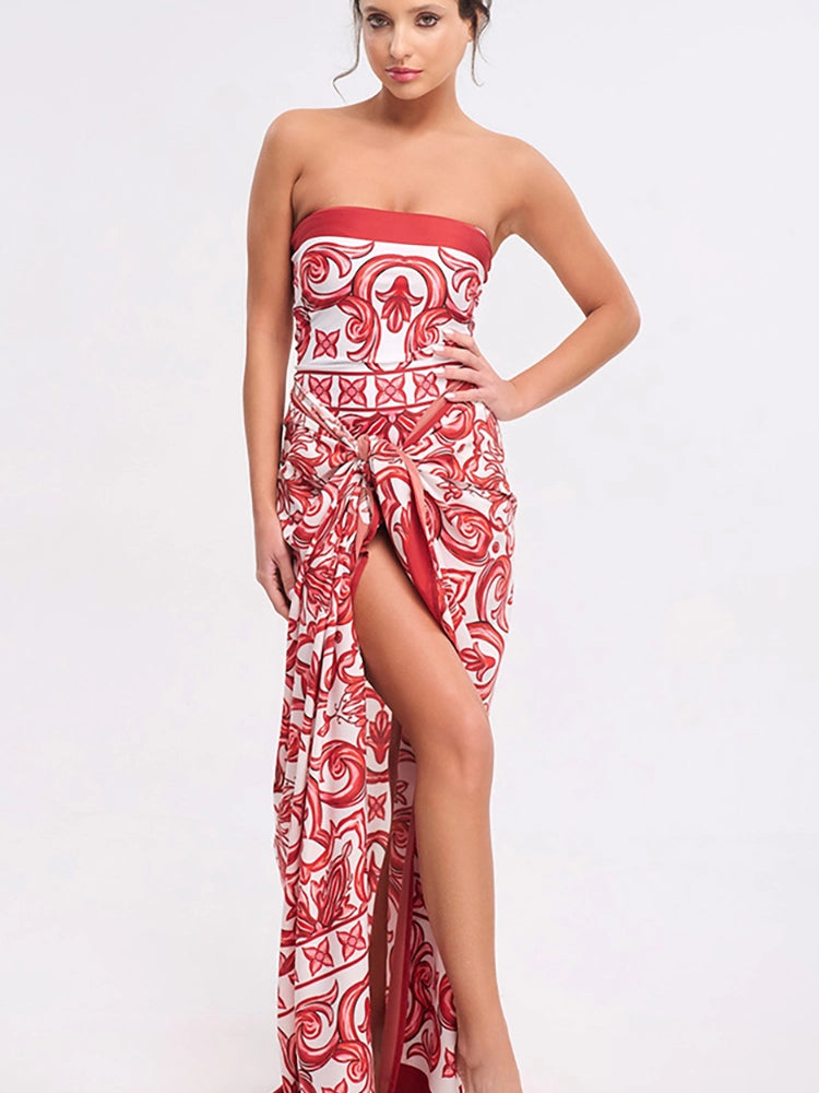 Ensemble maillot de bain une pièce à imprimé ethnique