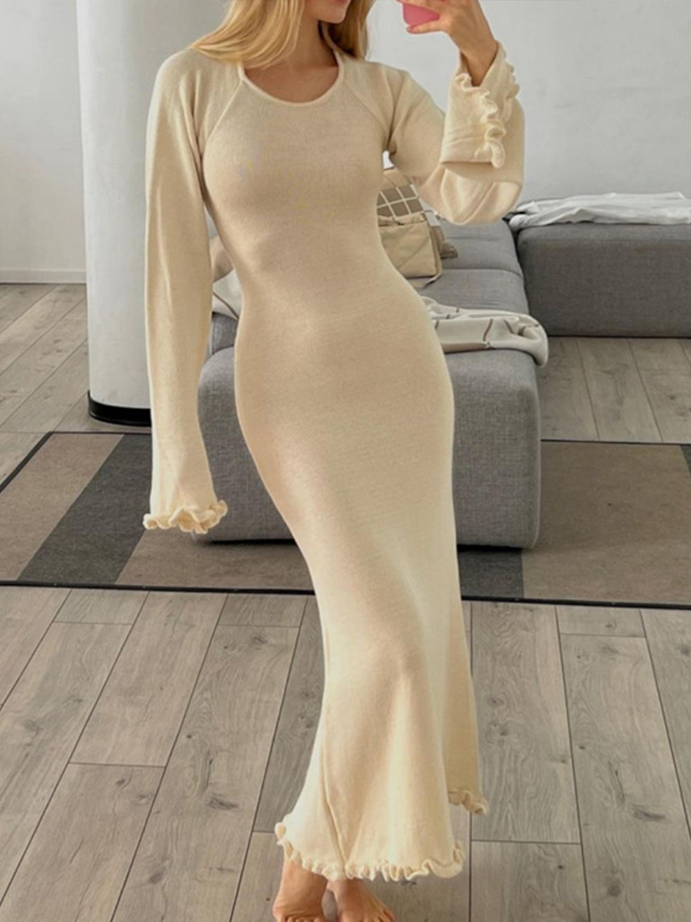 Elegante effen maxi-jurk zonder rug