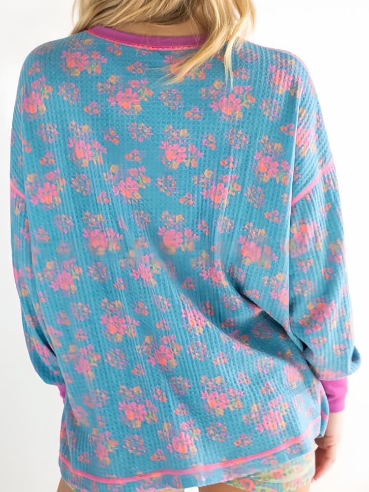 Waffle Print Long Sleeve Sweatshirt