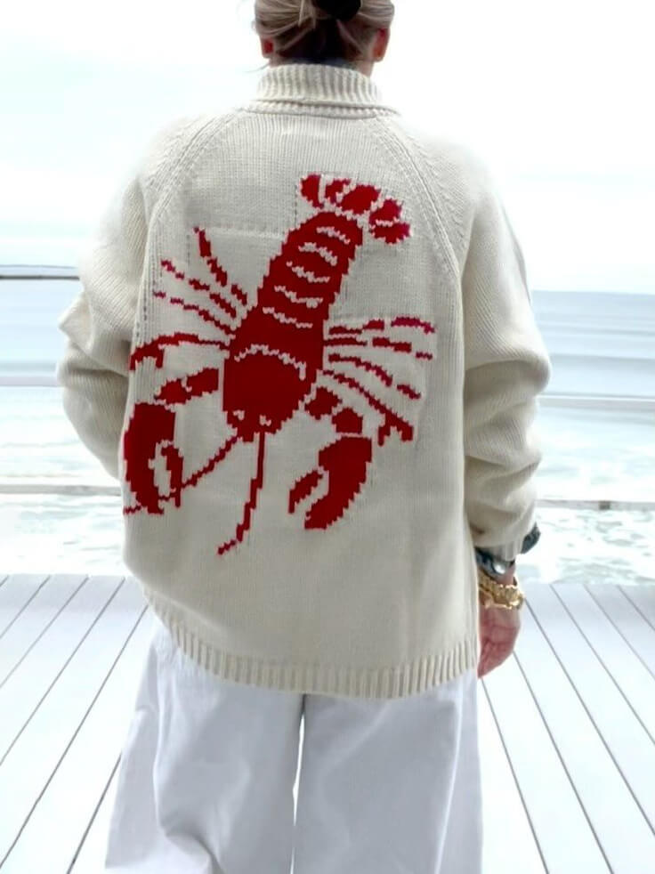 سترة كارديجان مرحة من جراد البحر