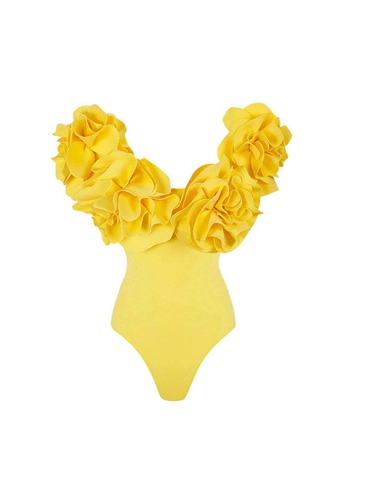 Bañador de una pieza lujoso sin tirantes y de color sólido