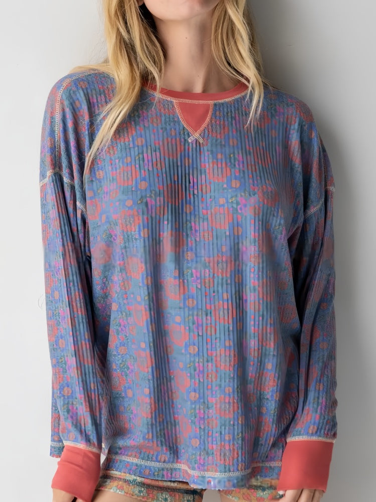 Wafelprint Lange Mouwen Sweatshirt