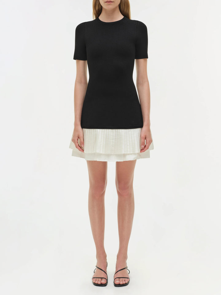 Contrast Pleated Mini Dress