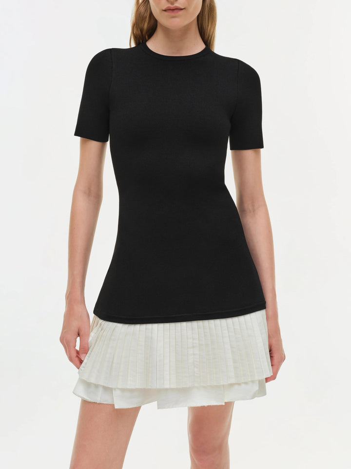 Contrast Pleated Mini Dress