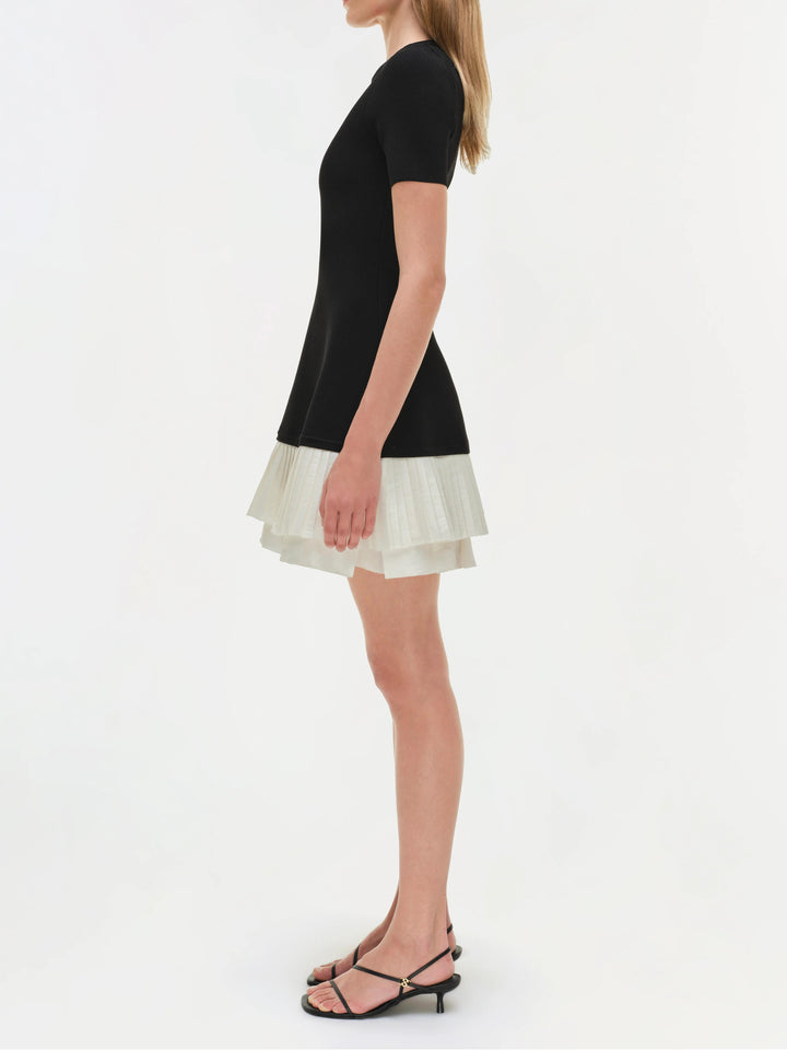 Contrast Pleated Mini Dress