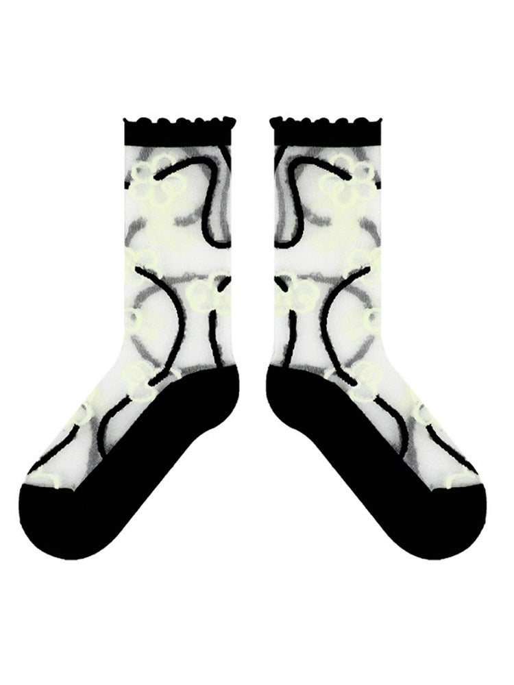 Αξιολάτρευτες διαφανείς κάλτσες με εμπριμέ κρύσταλλο