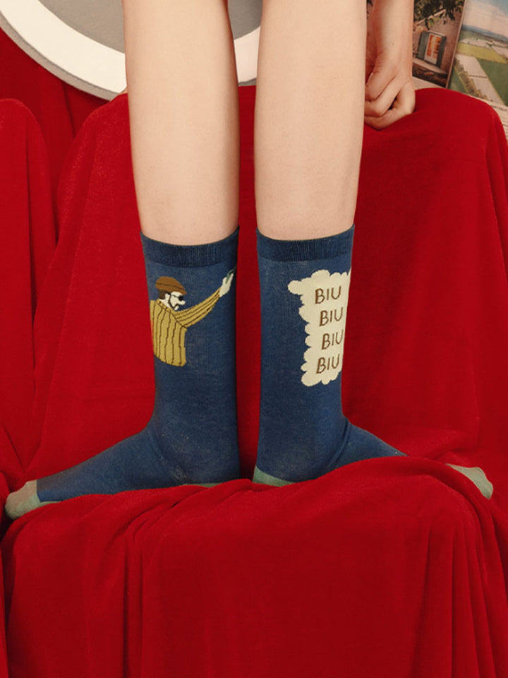 Kreslená Postavička Vzor Bavlněné Ponožky