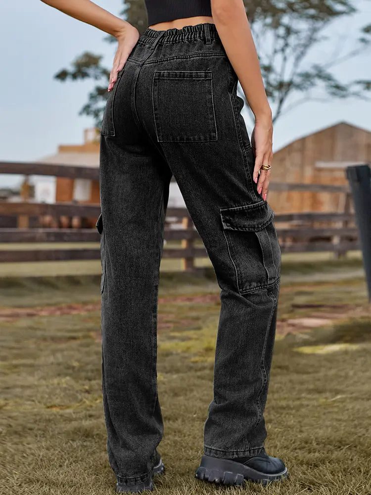 Elastische Taillen Utility Denim-Hose