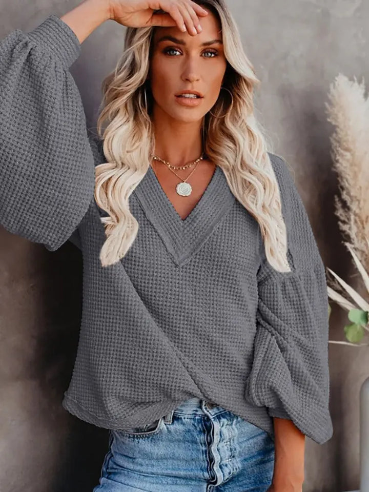 New Stylish V-Neck Knit Top