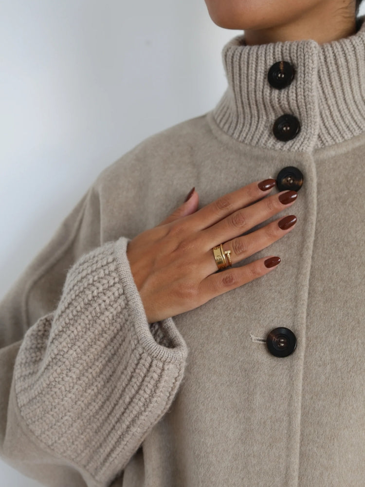 Vintage High Neck Cashmere Blend Coat