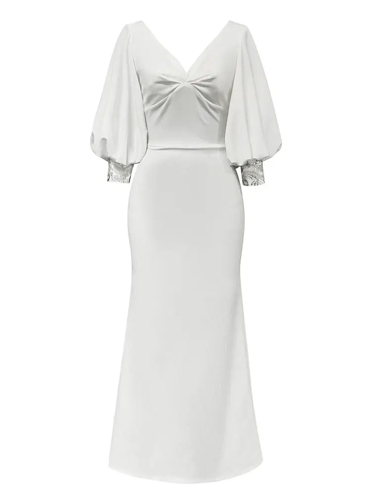 Chic V-Neck White Party Dress