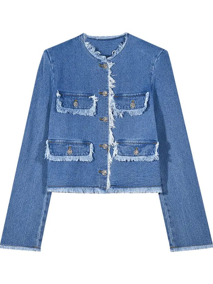 Veste en jean à franges chic