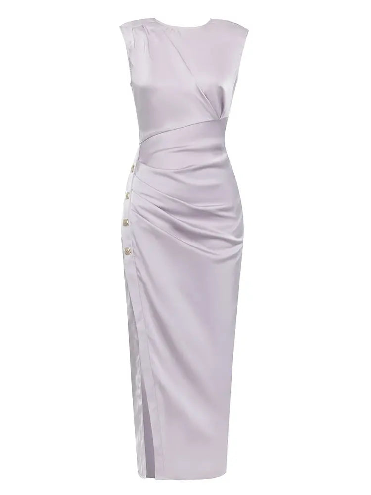 Robe minimaliste en satin froncé