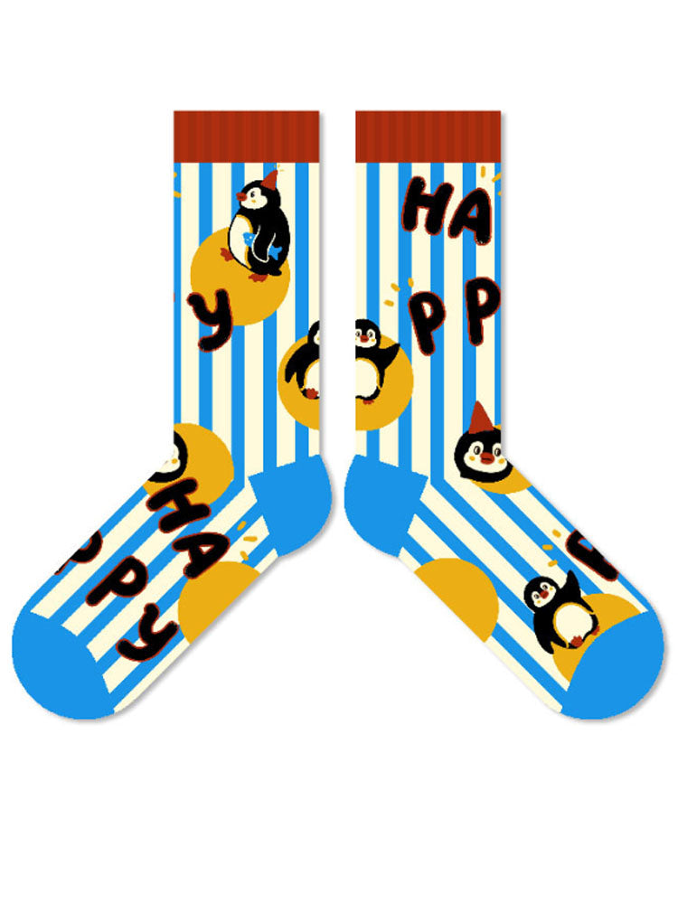 Χαριτωμένα Cartoon Penguin πουά κάλτσες