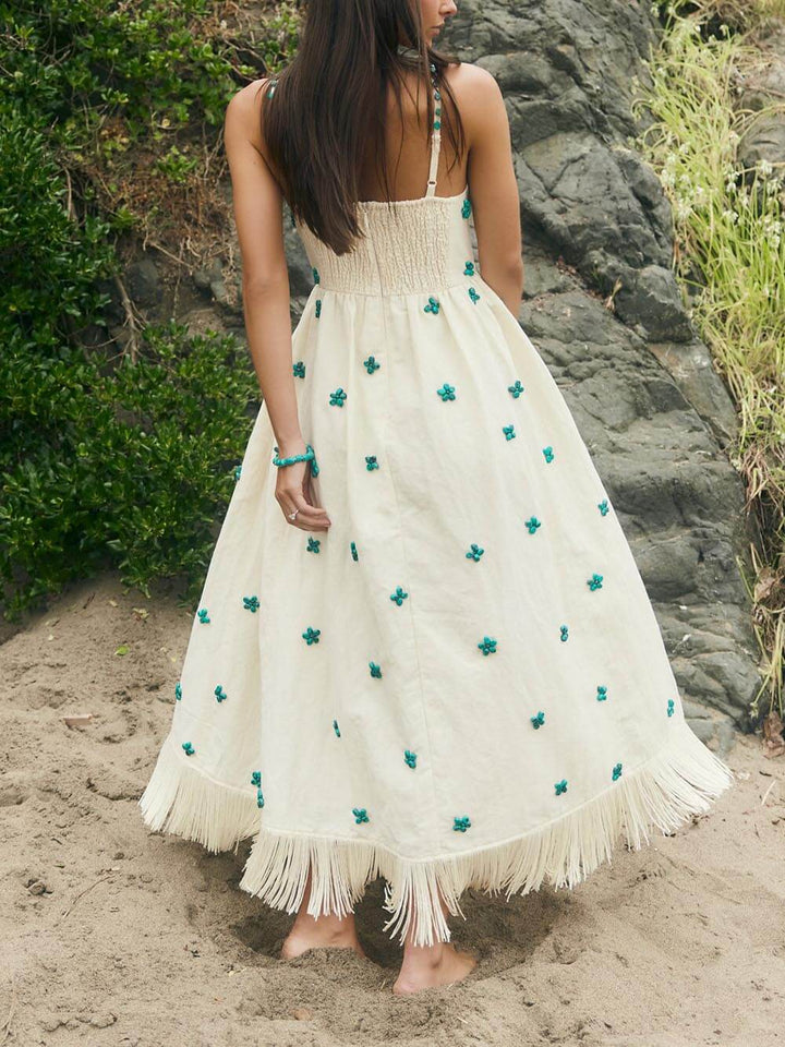 Unique And Modern Fringe Stitching Floral Maxi Dress