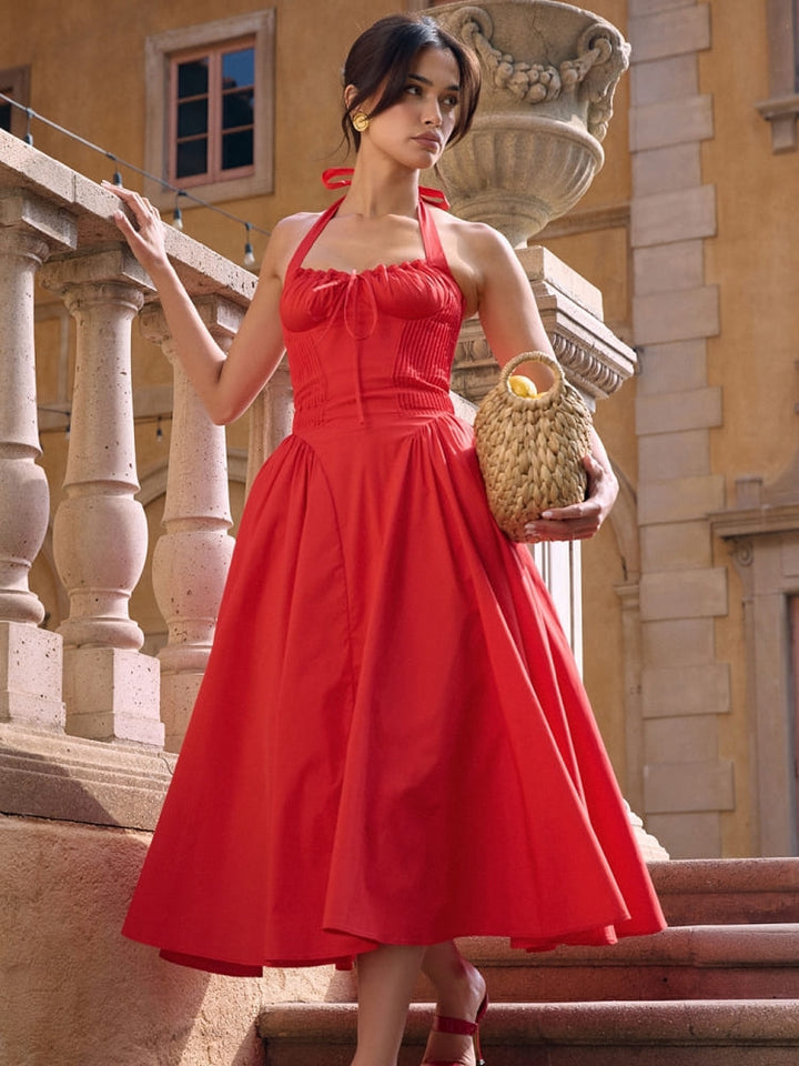 Robe midi dos nu rouge