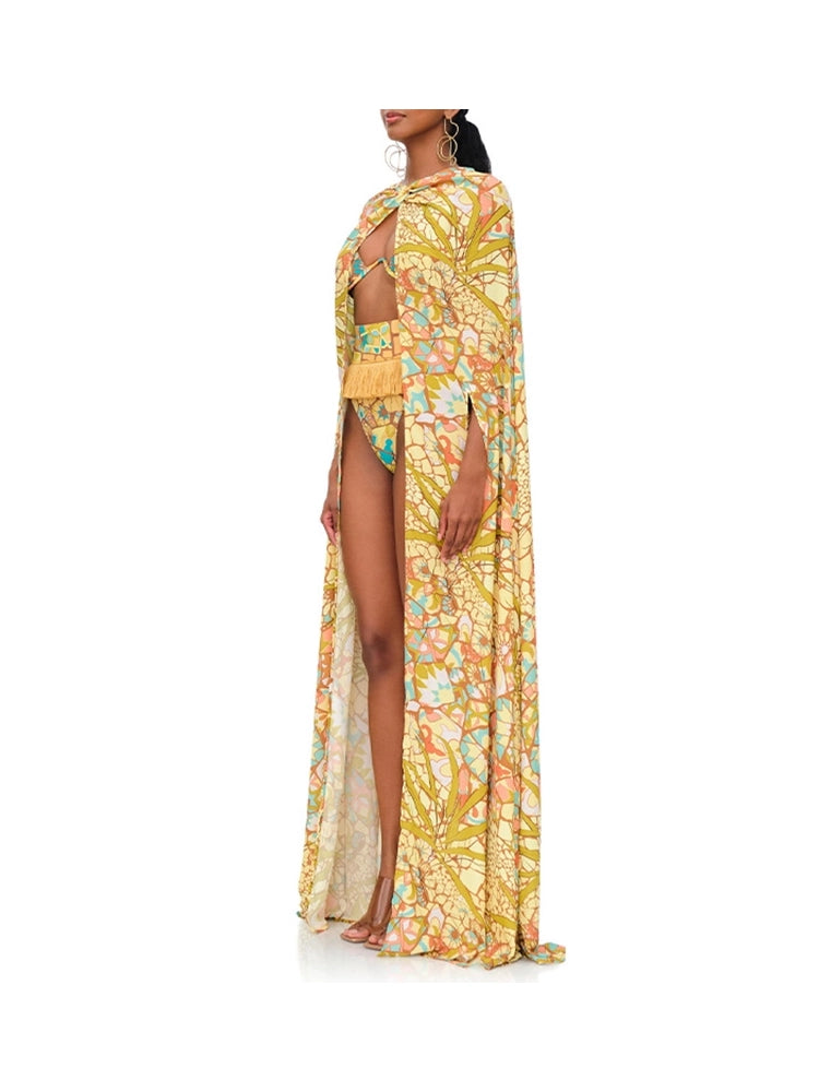 Set ng Bikini na may Boho Tassel at Tribal na Disenyo